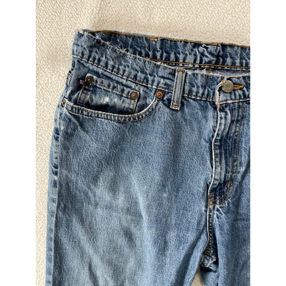 Polo Jeans Co. Mens 8 Relaxed Jean Blue Denim Distressed Faded Medium Wash Holes - Picture 10 of 16